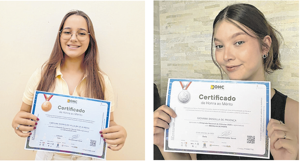 Carolina e Giovana estudam na Escola Professora Corina Caçapava Barth, em Itapetininga
