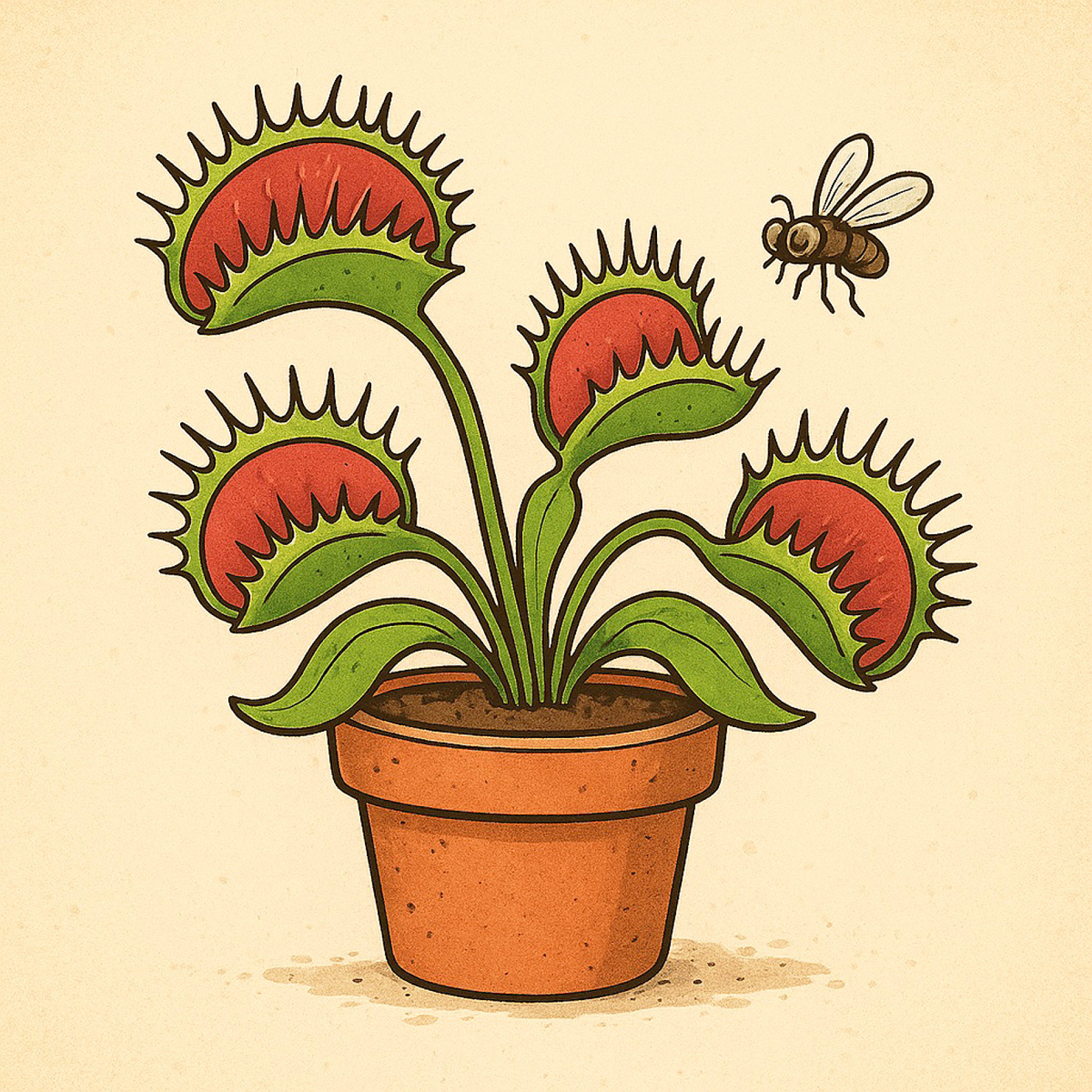 Essa planta
parece quietinha, mas adora um
insetinho no
cardápio!
