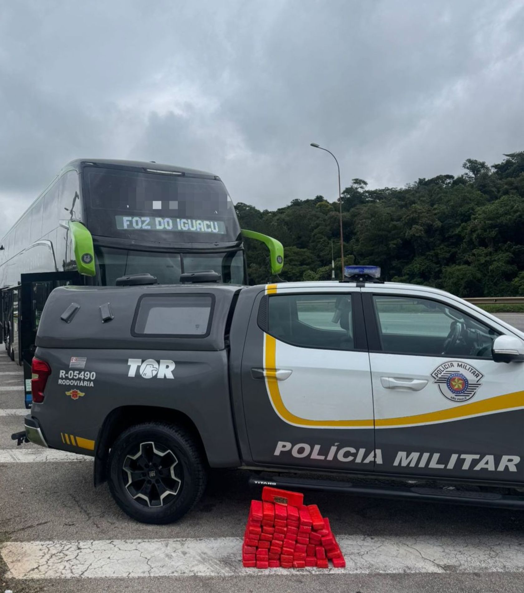 Os policiais localizaram 53 tijolos de maconha, que totalizaram 26,9 quilos da droga