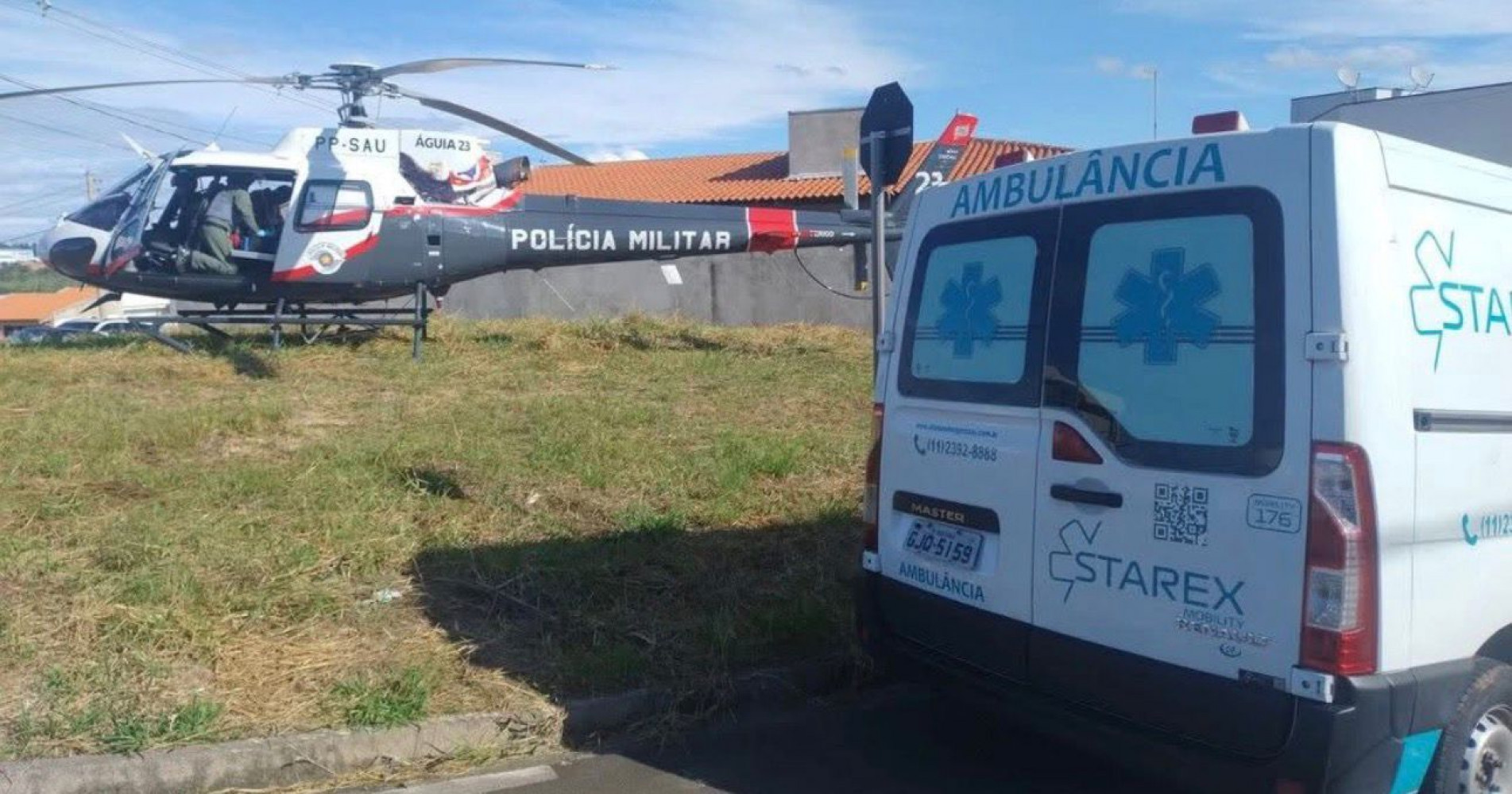 O helicóptero Águia de Campinas foi acionado, e a equipe aeromédica fez o transporte da criança até um hospital da cidade