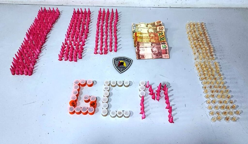 Foram apreendidas 305 porções de cocaína, 162 de crack e 15 de maconha, além de R$ 160 em dinheiro