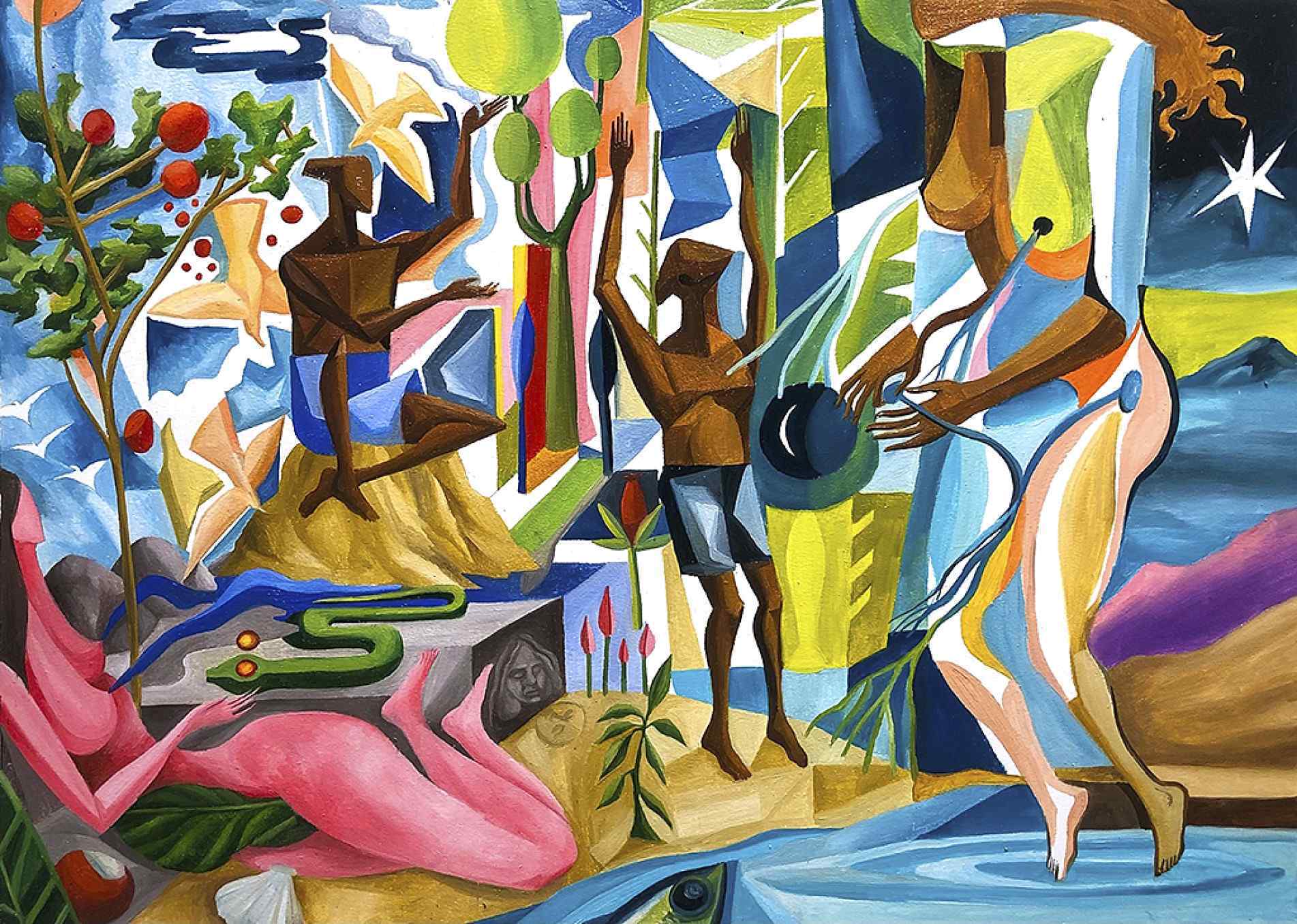  Obra de Diego Dedablio faz parte da exposição coletiva que propõe reencontro com a ancestralidade
