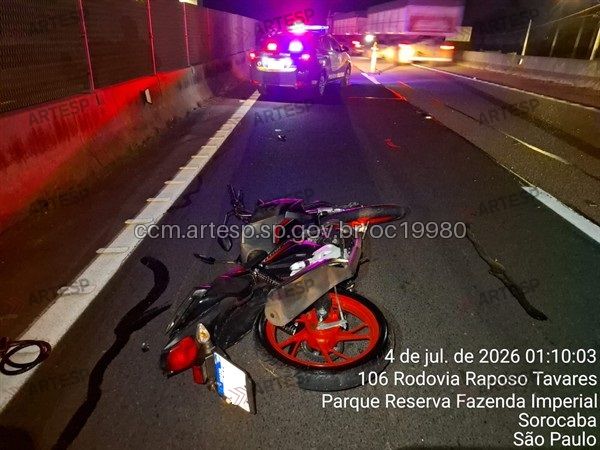 Motociclista morre após colisão na rodovia Raposo Tavares 