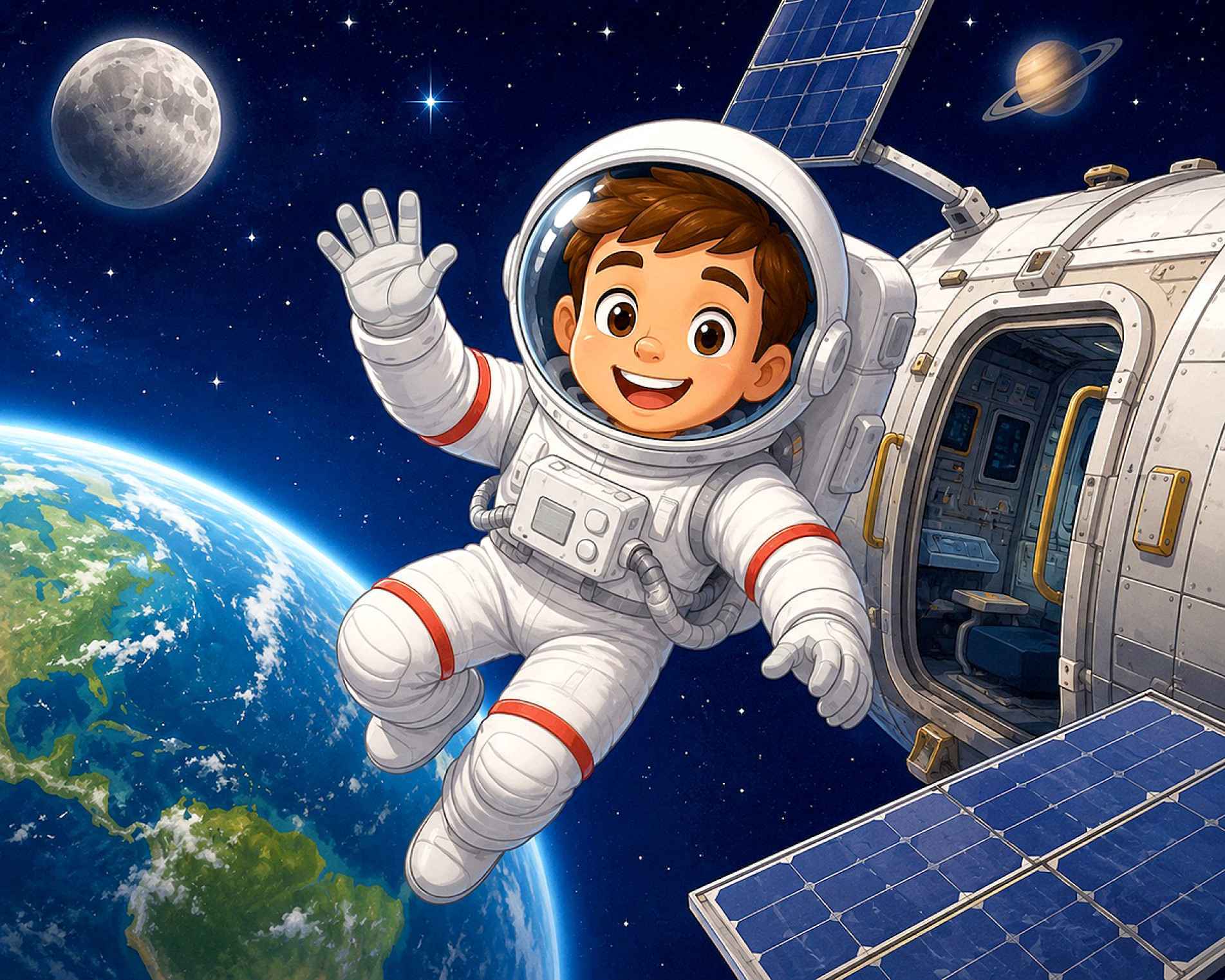 Com muito estudo, treinamento e coragem, os astronautas exploram o 
espaço e ajudam a ampliar o conhecimento sobre o Universo