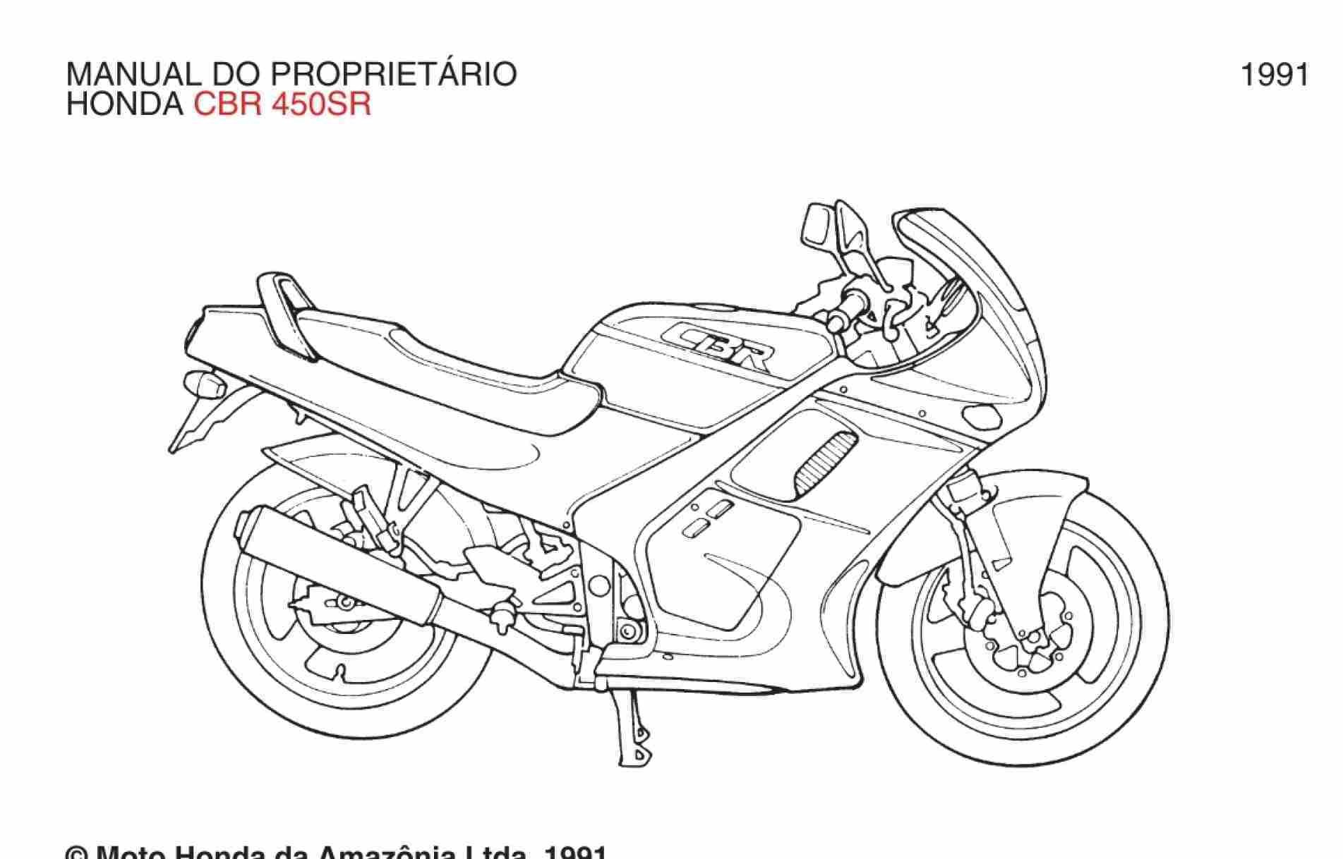 Arte do manual do propriet&aacute;rio da Honda CBR 450 SR