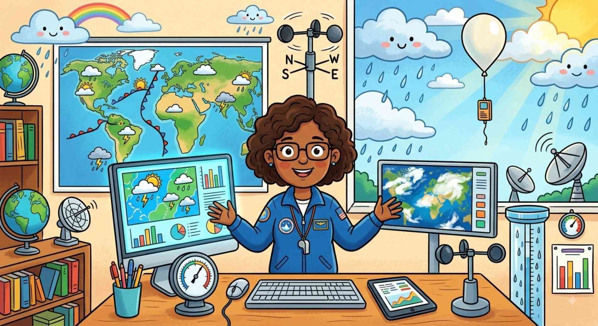 Meteorologista acompanha as condições da atmosfera e utiliza equipamentos e tecnologias para estudar o tempo e fazer previsões
