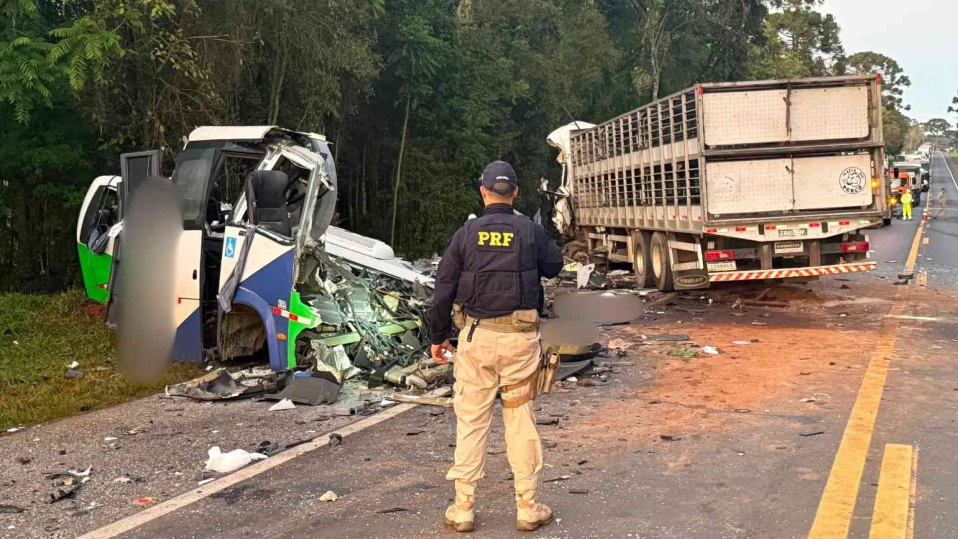 Caminhão invadiu faixa contrária na rodovia BR-373, entre Imbituva e Ipiranga