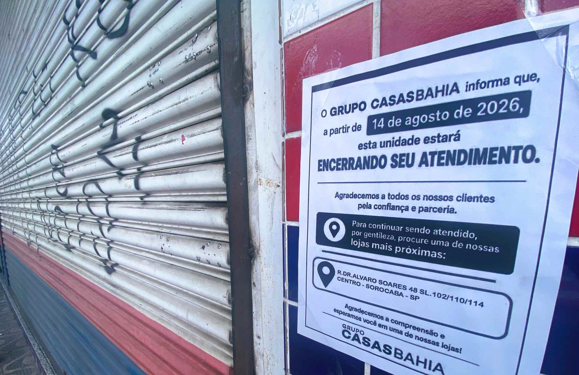 Loja da rede varejista foi fechada na avenida 31 de Março, no centro de Votorantim  
