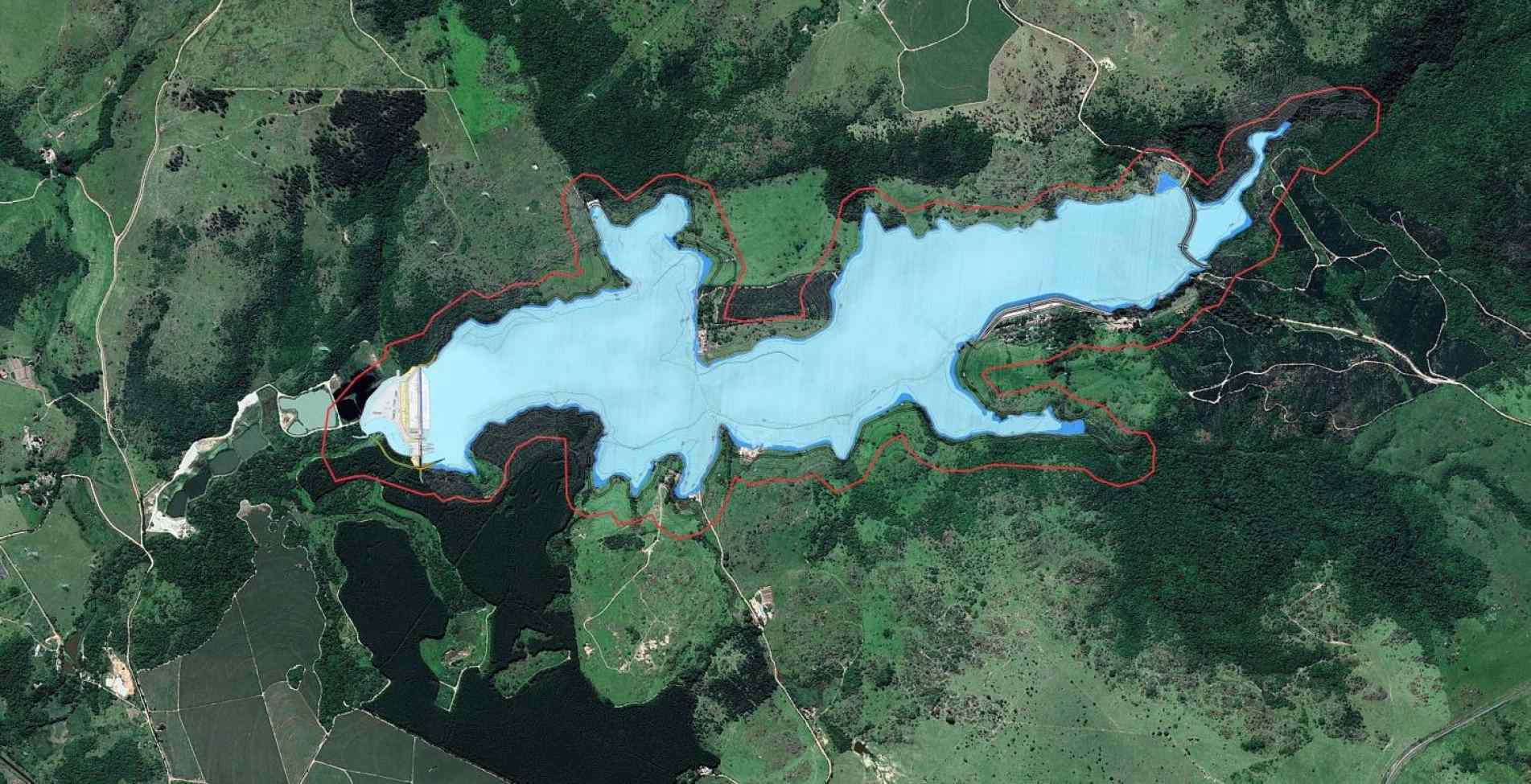 Desenho geográfico da área de ocupação da represa a ser construída 