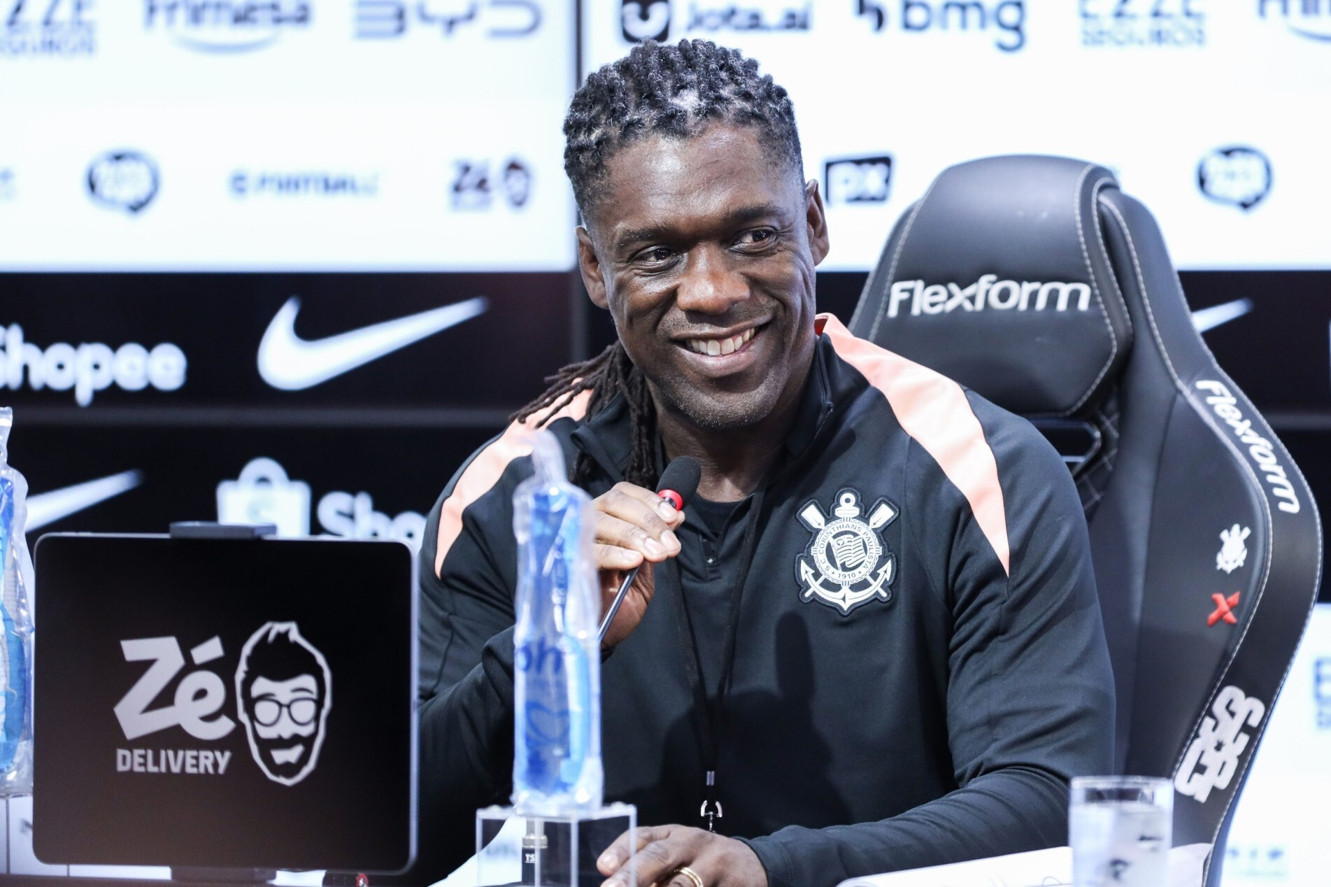 Executivo de futebol, Marcelo Paz durante apresentação do novo técnico do Corinthians, Clarence Seedorf, no CT Joaquim Grava, Zona Leste de São Paulo, nesta quarta-feira (14).