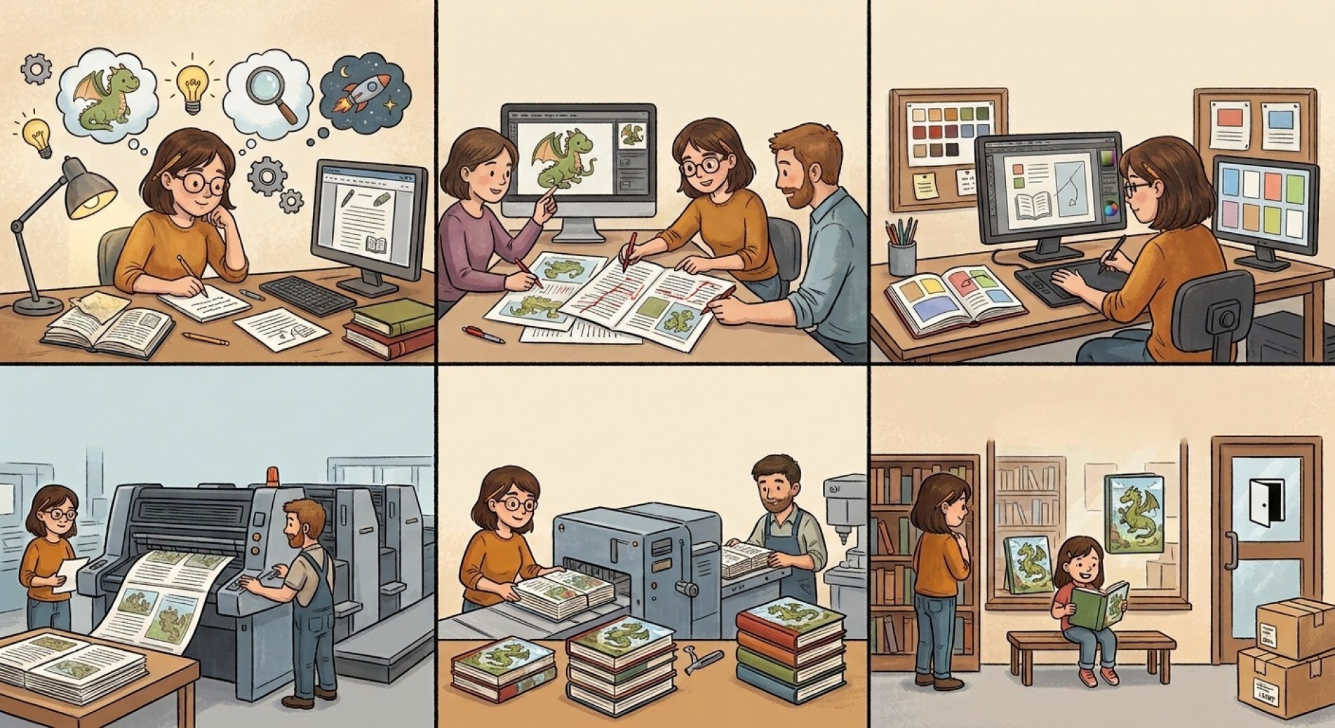 Antes de chegar aos leitores, o livro passa por etapas como revisão, diagramação, impressão e encadernação 